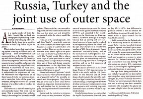 Ambassador Aleksei Erkhov’s article ‘Russia, Turkey and the joint use of outer space’ for “Daily Sabah” newspaper